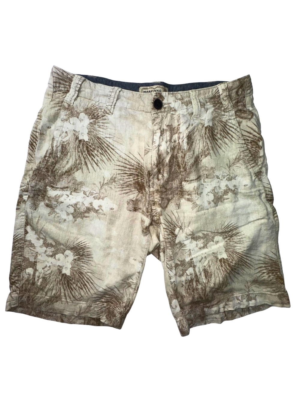 Marfinno Reta Men’s Linen Blend Tropical Print Chino Shorts Size 32